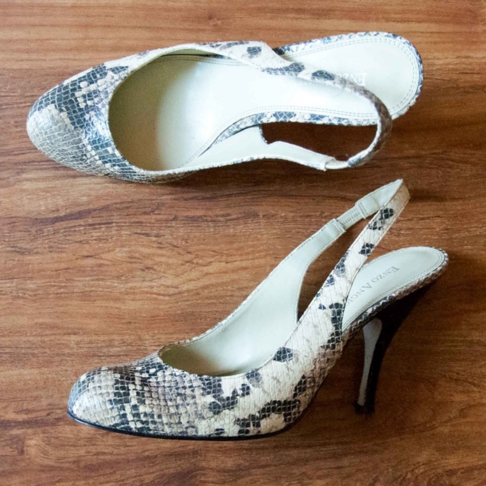 Enzo Angiolini Leather Snake Skin Heels Size 6.5